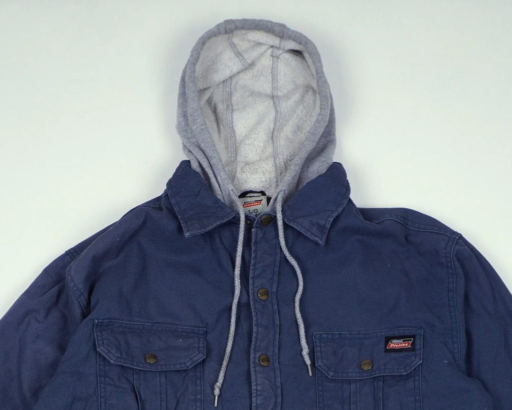 Dickies Blue Hooded Shirt Jacket L Cotton