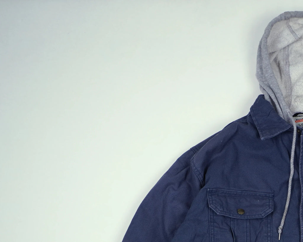 Dickies Blue Hooded Shirt Jacket L Cotton