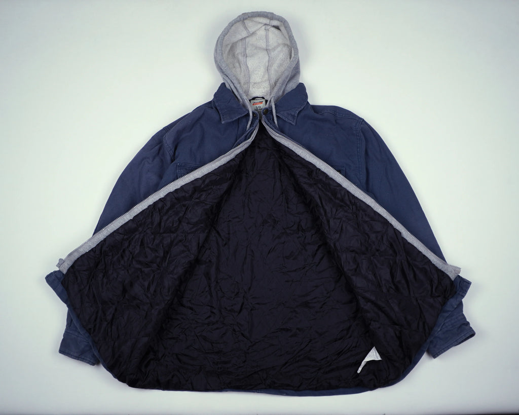 Dickies Blue Hooded Shirt Jacket L Cotton
