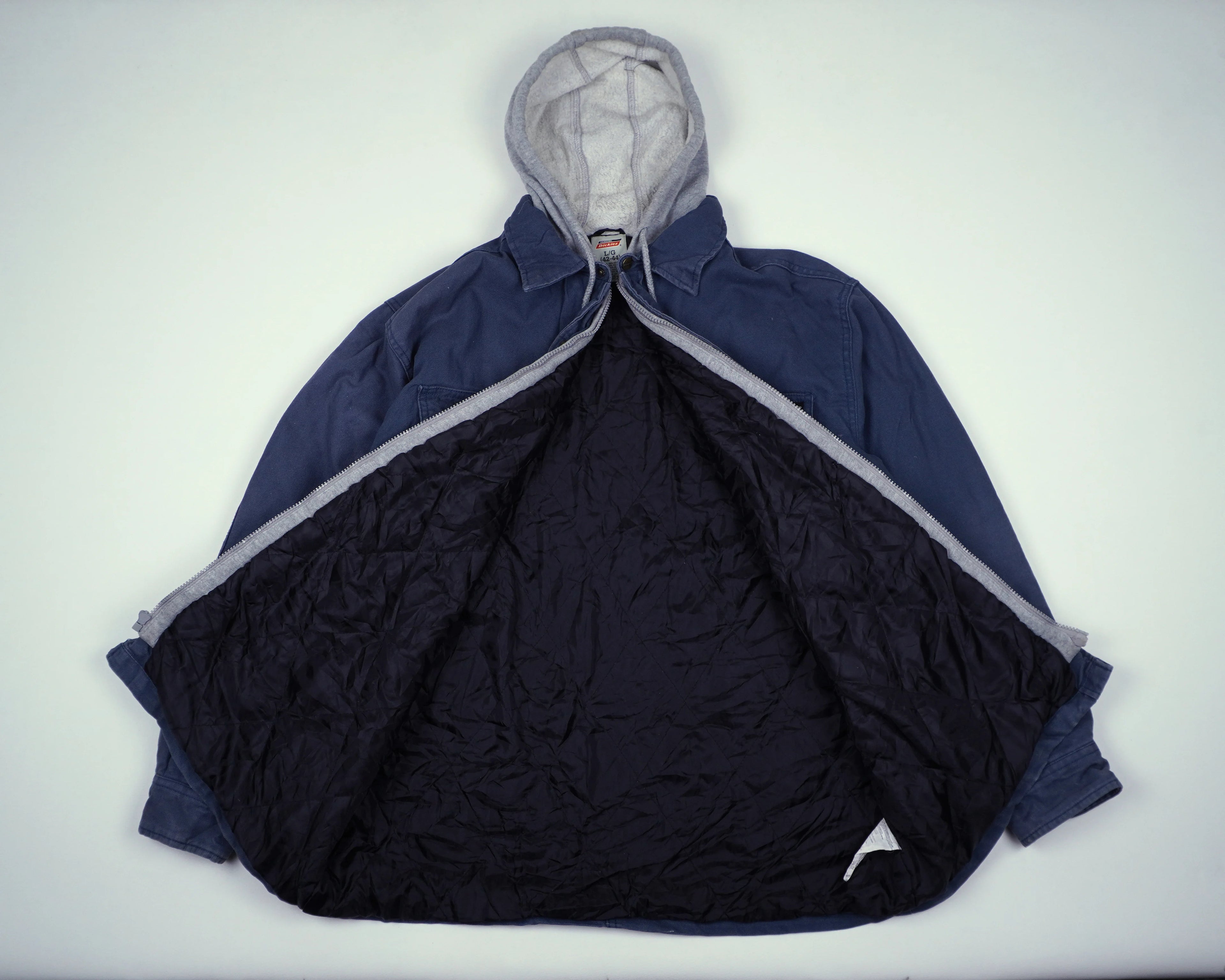 Dickies Blue Hooded Shirt Jacket L Cotton