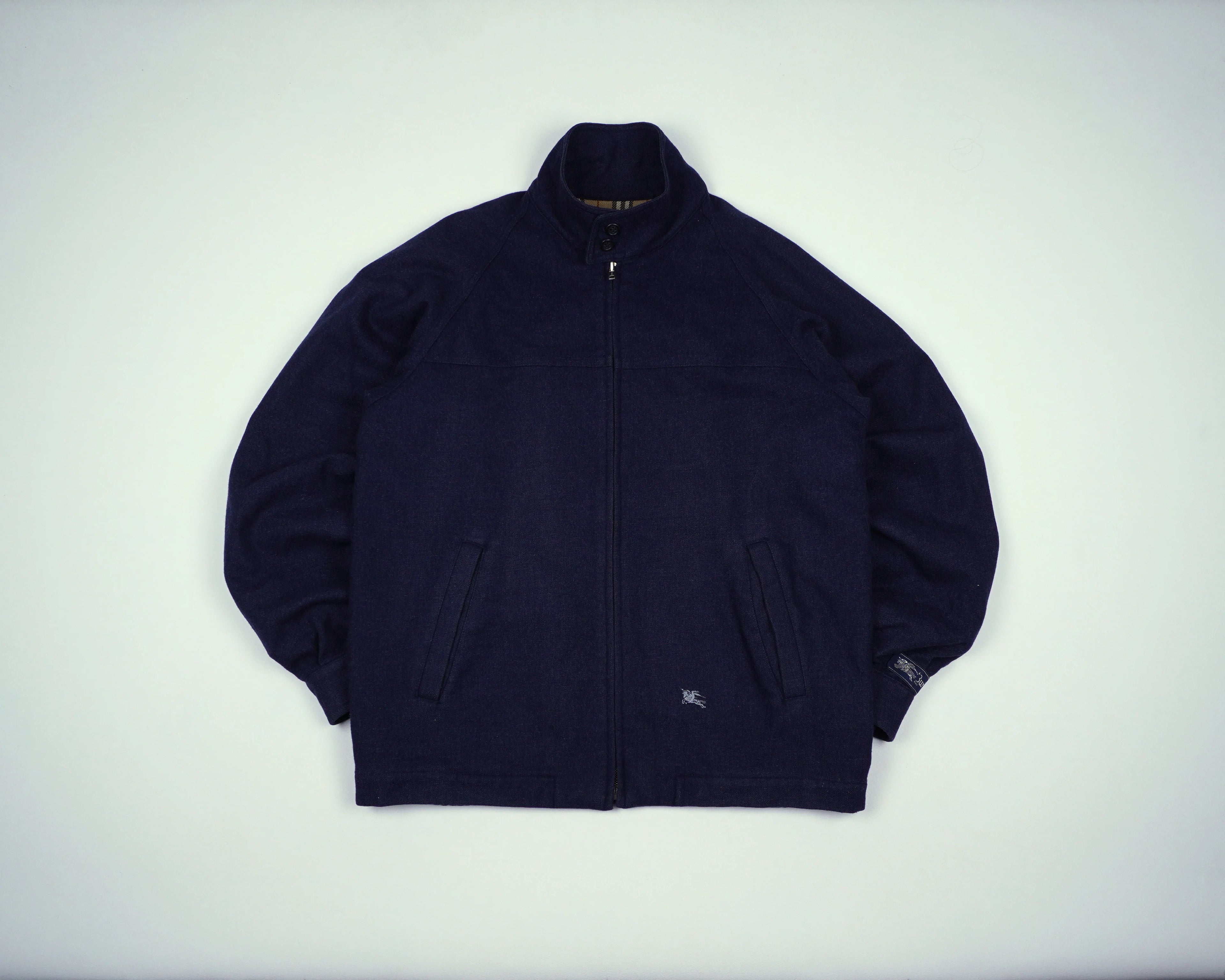 Burberry Navy Harrington Jacket S Wool
