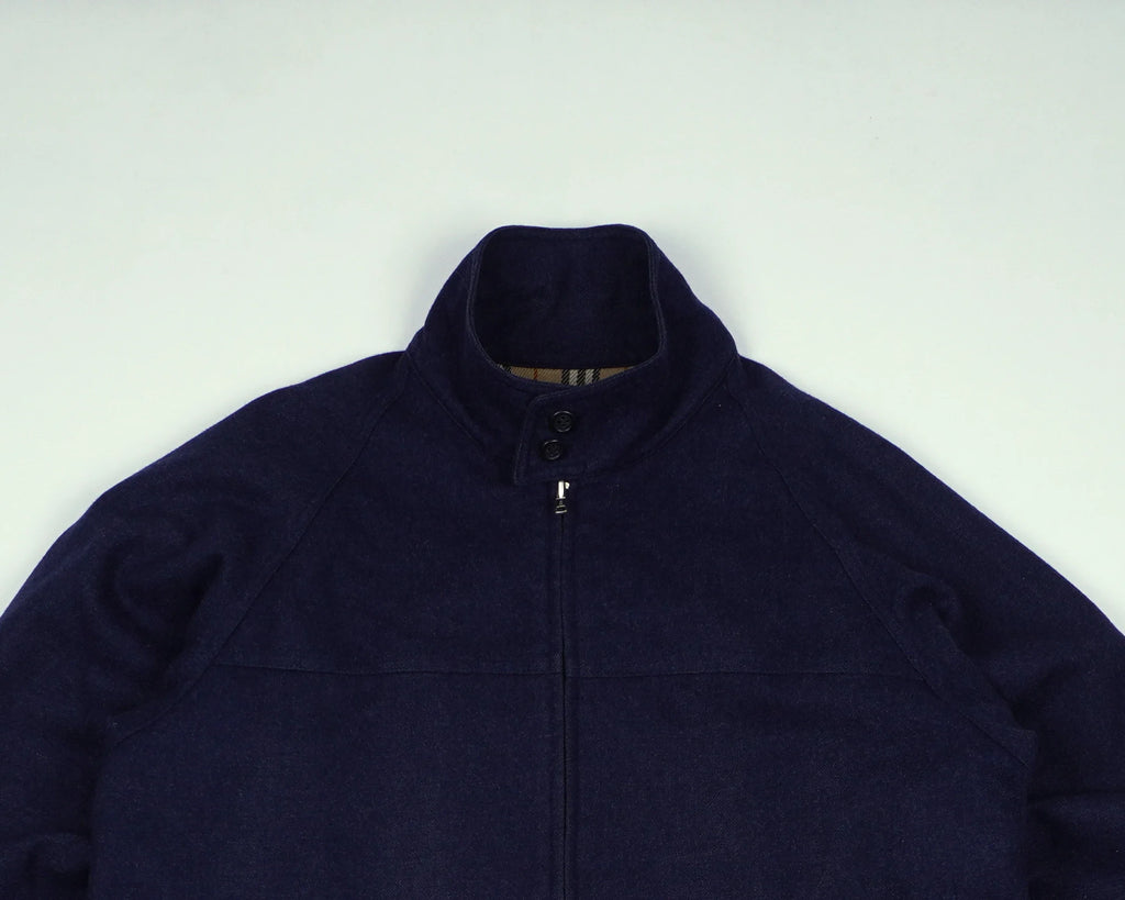 Burberry Navy Harrington Jacket S Wool