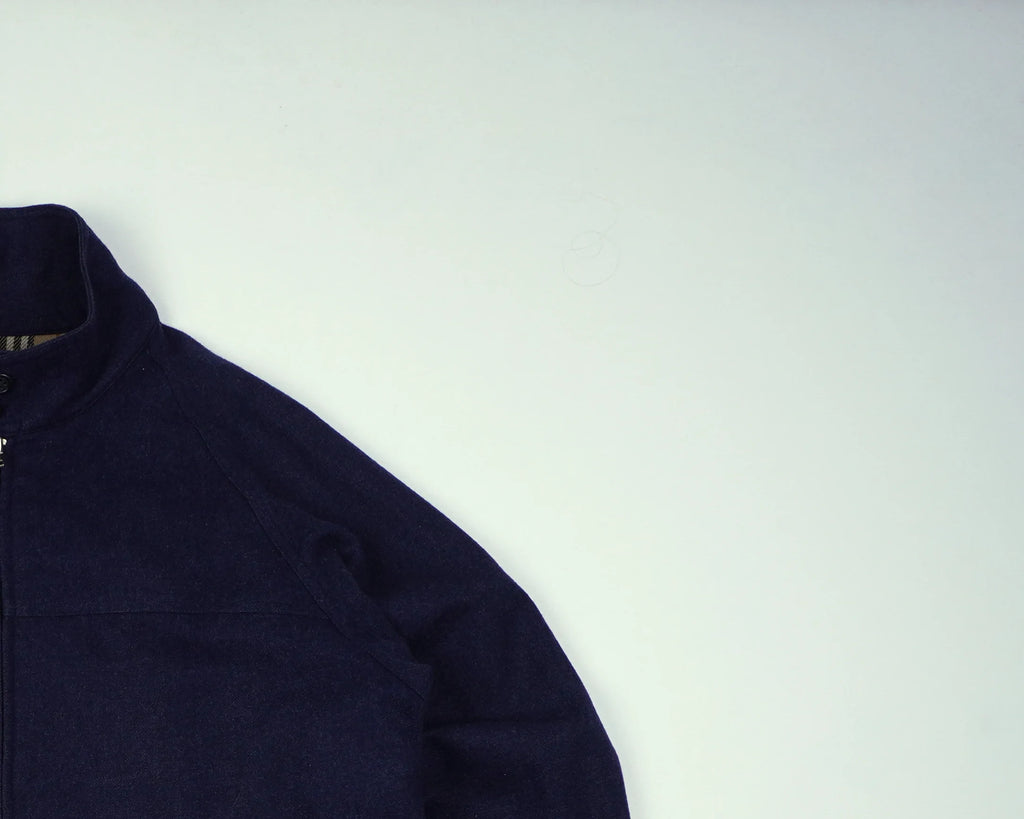 Burberry Navy Harrington Jacket S Wool
