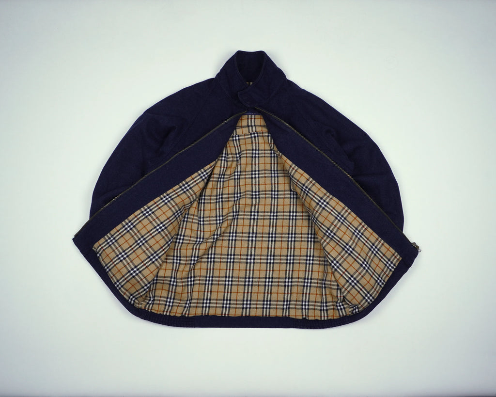 Burberry Navy Harrington Jacket S Wool