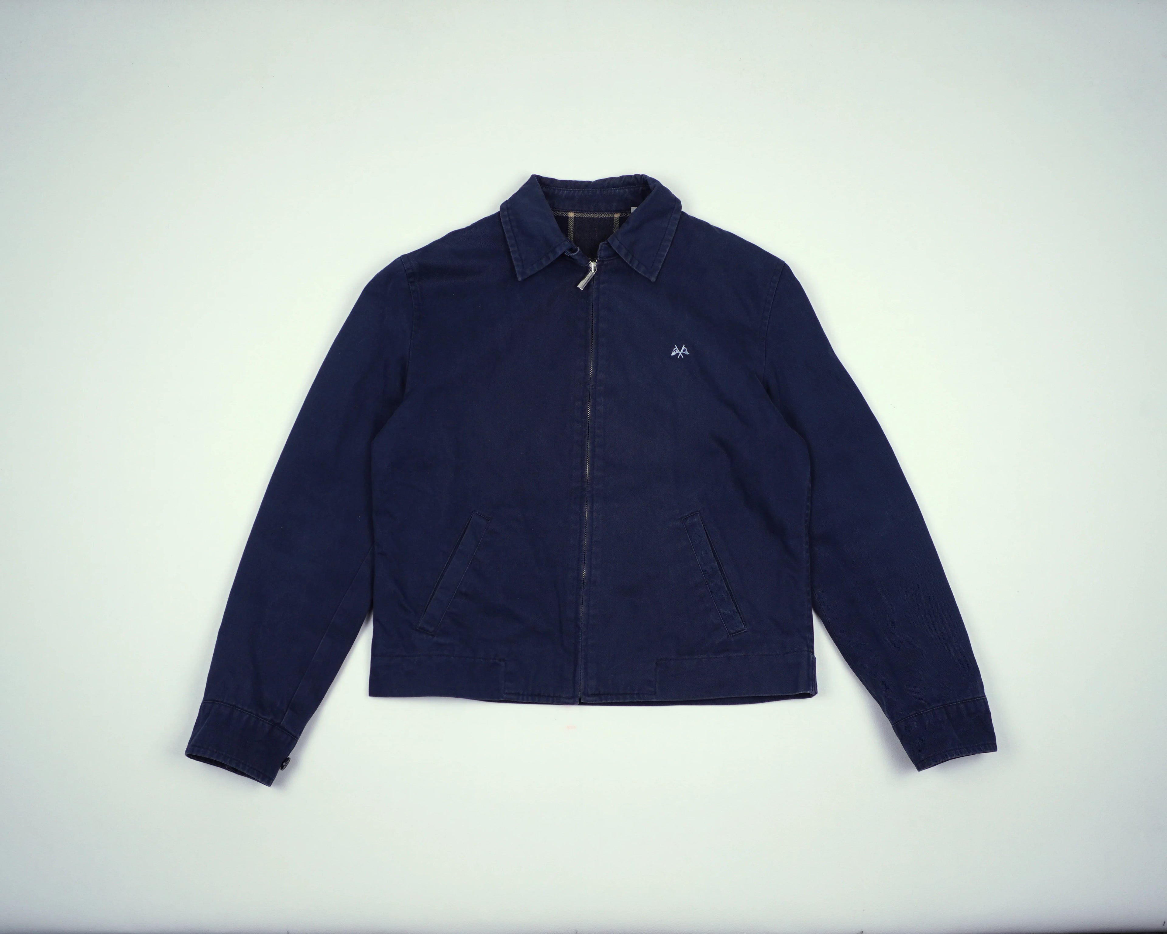 Burberry Navy Harrington Jacket L Cotton