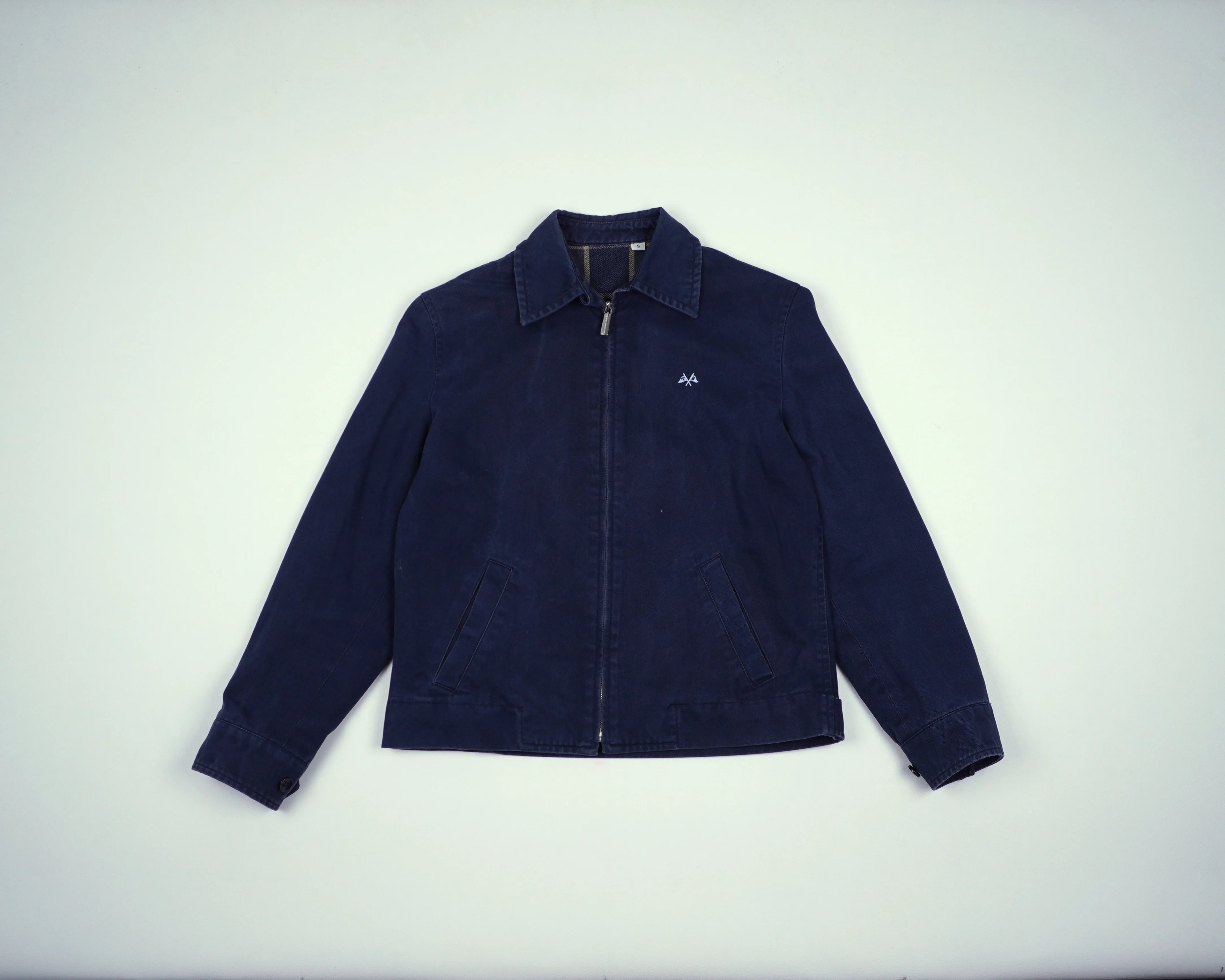 Burberry Navy Harrington Jacket XXS Cotton