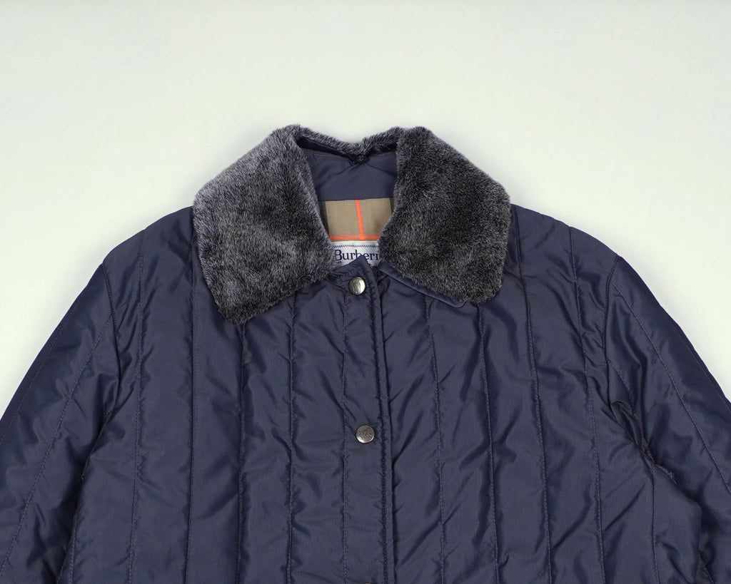 Burberry Navy Coat L Faux fur