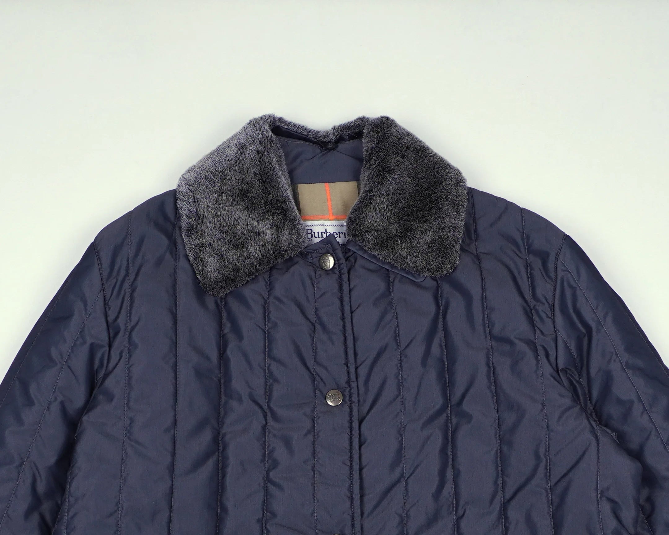 Burberry Navy Coat L Faux fur