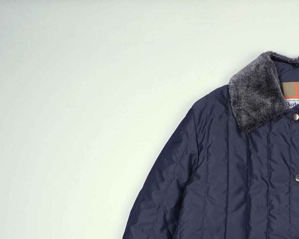 Burberry Navy Coat L Faux fur