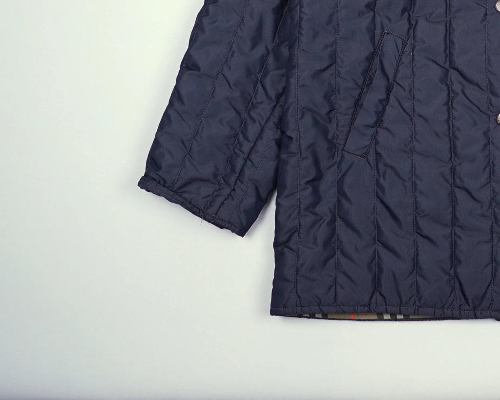 Burberry Navy Coat L Faux fur