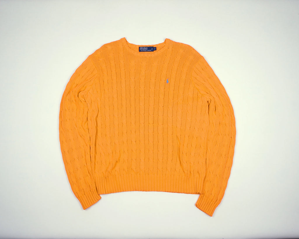 Ralph Lauren Orange Cable Knit L Cotton