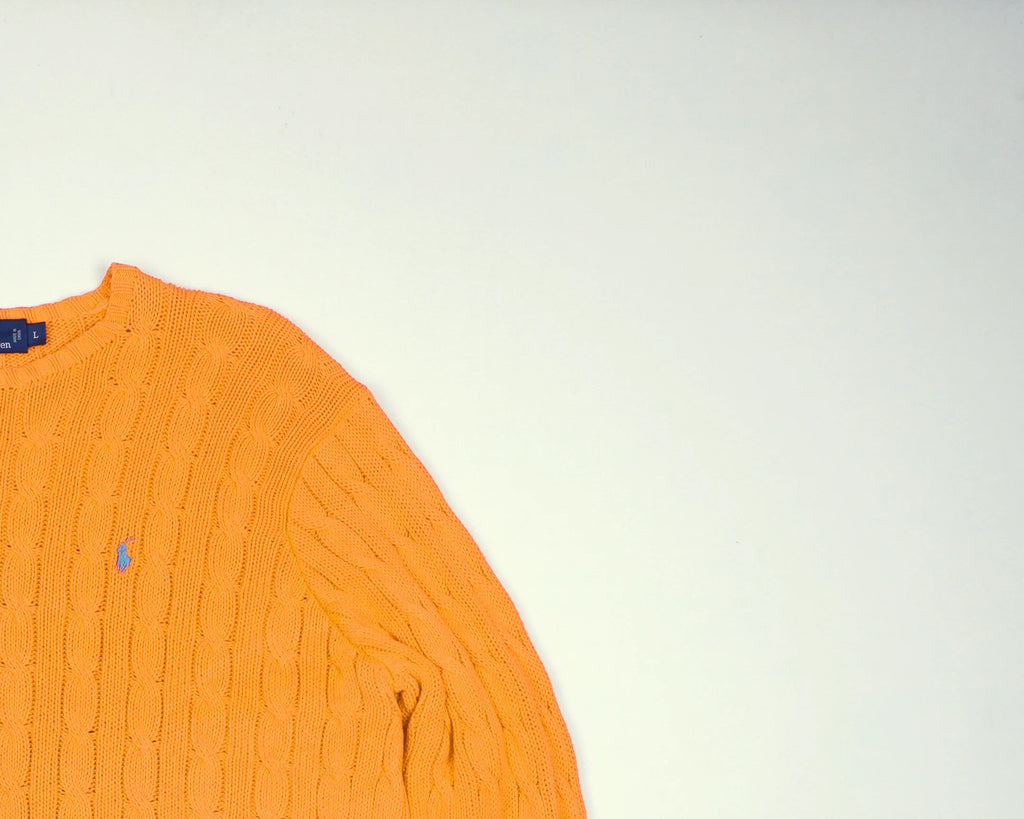 Ralph Lauren Orange Cable Knit L Cotton