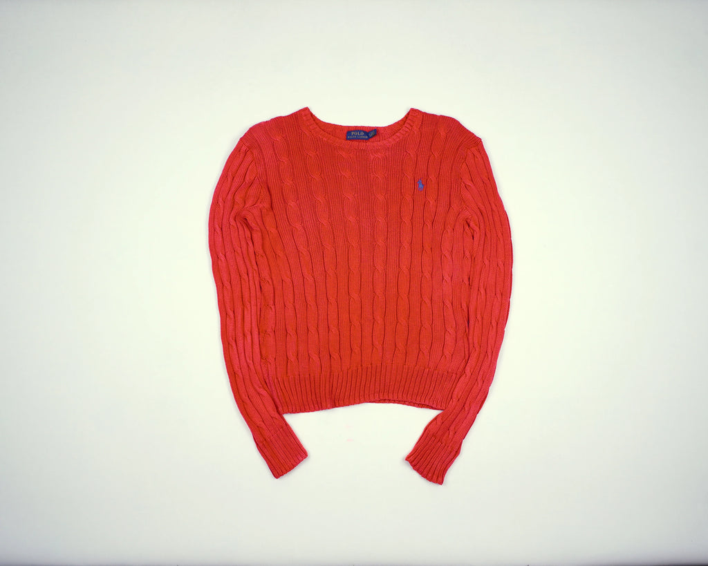 Ralph Lauren Red Cable Knit S Cotton
