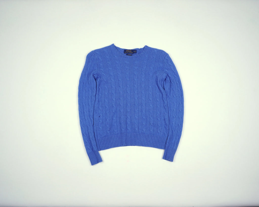Ralph Lauren Blue Cable Knit S Wool