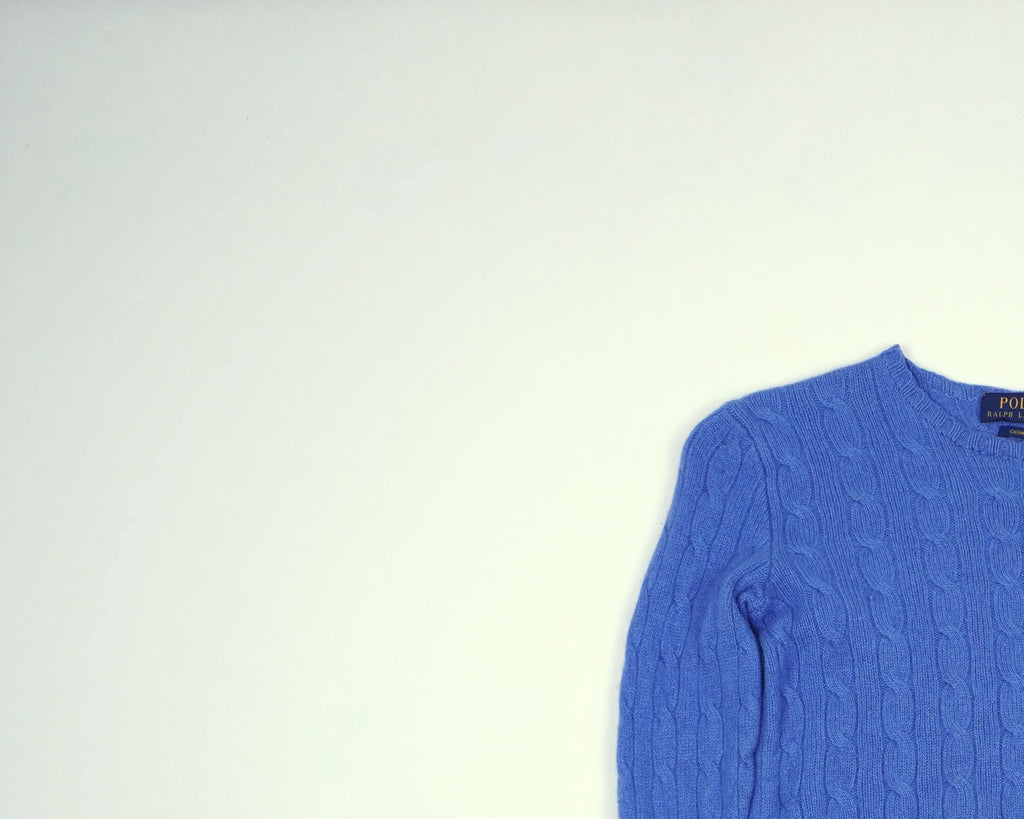 Ralph Lauren Blue Cable Knit S Wool