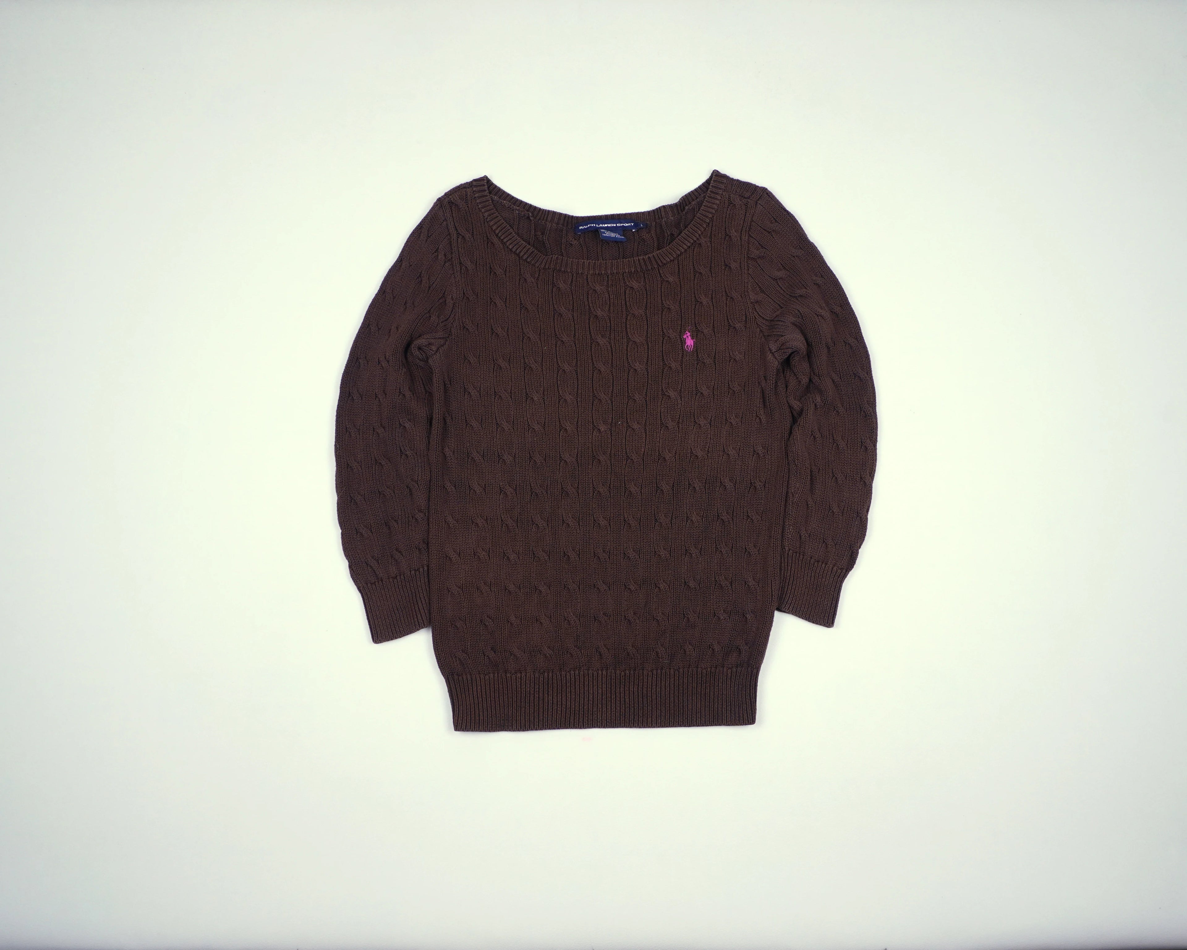 Ralph Lauren Brown Cable Knit S Cotton