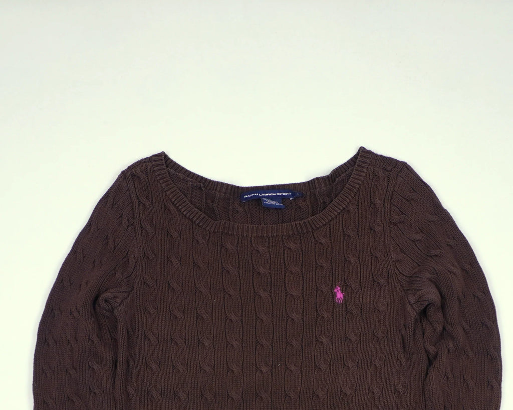 Ralph Lauren Brown Cable Knit S Cotton