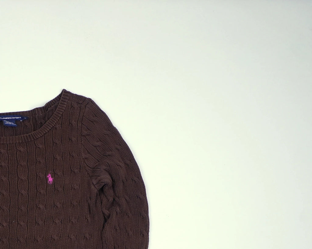 Ralph Lauren Brown Cable Knit S Cotton