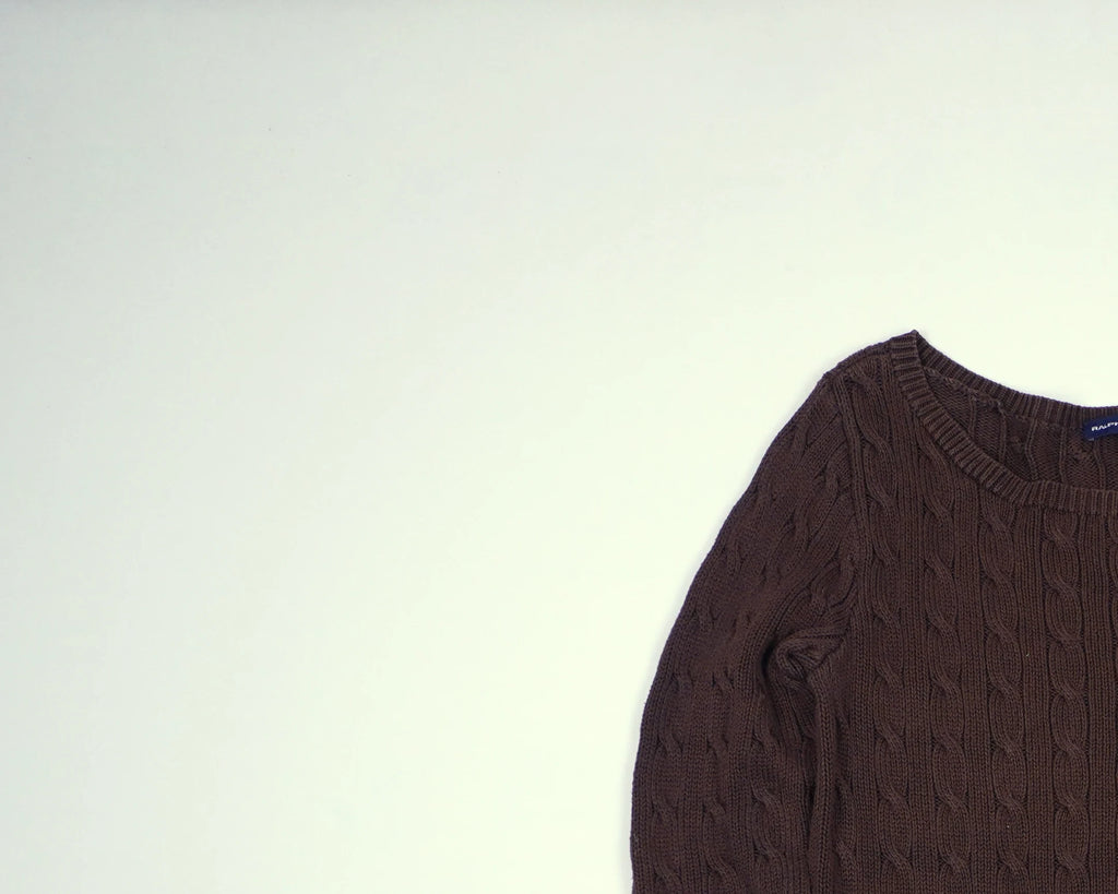 Ralph Lauren Brown Cable Knit S Cotton