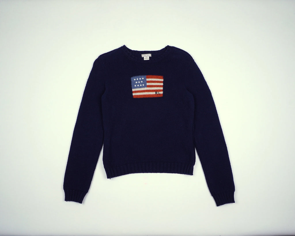 Ralph Lauren Navy Flag Sweater XS Wool