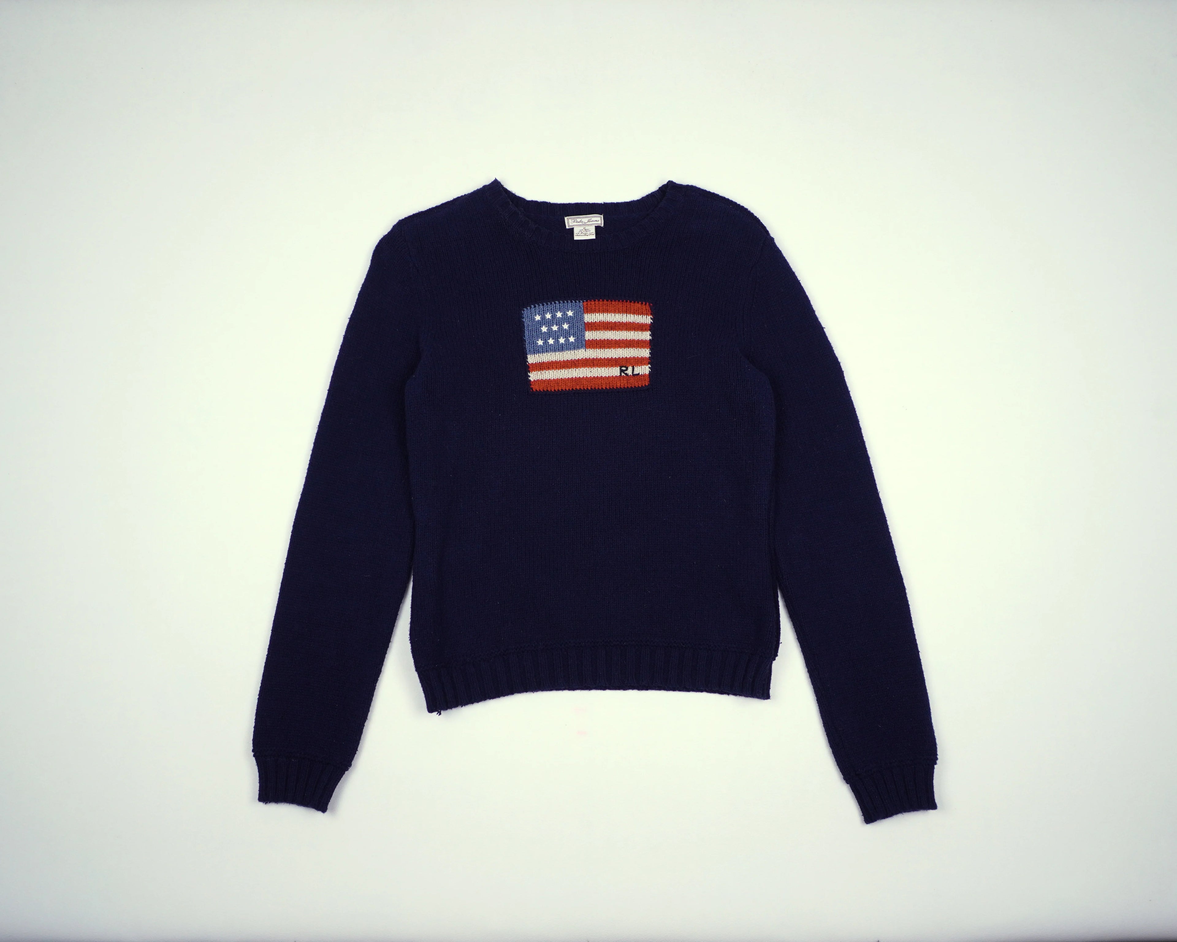 Ralph Lauren Navy Flag Sweater XS Wool