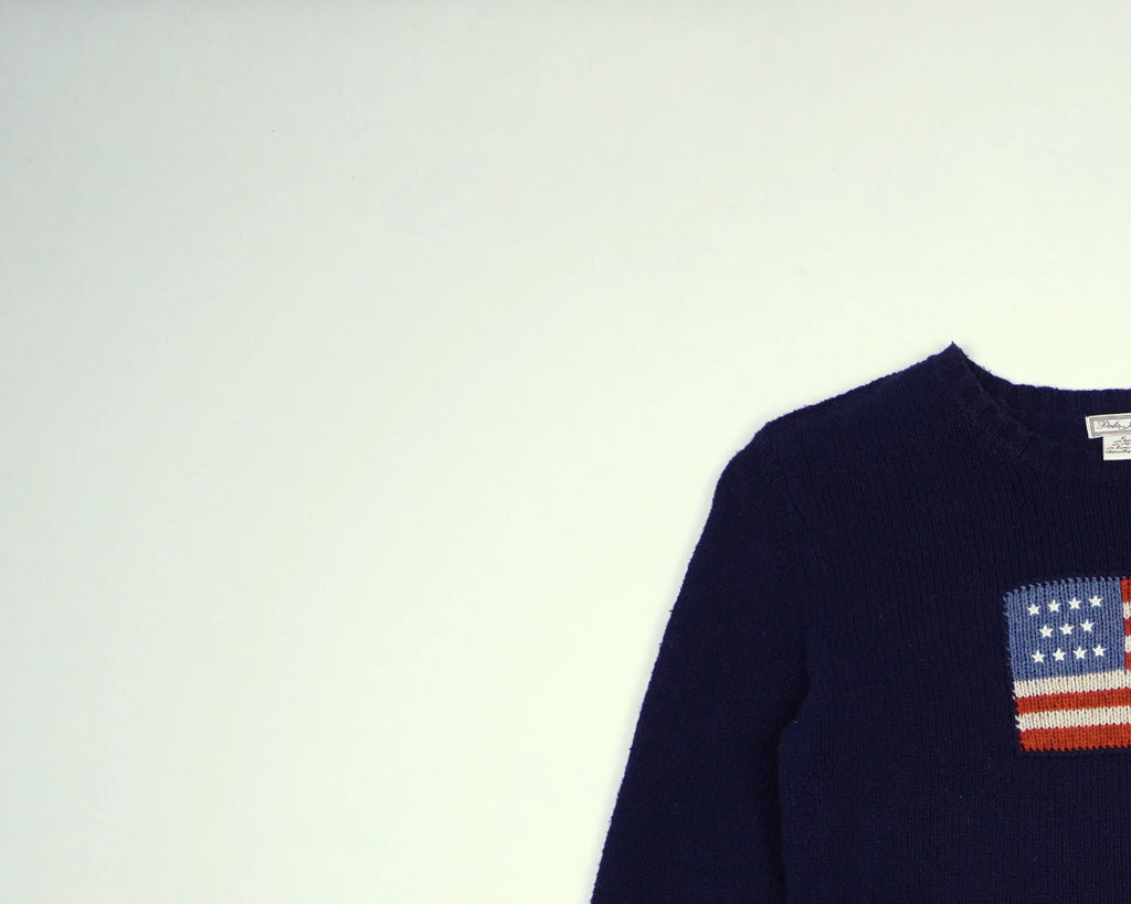 Ralph Lauren Navy Flag Sweater XS Wool