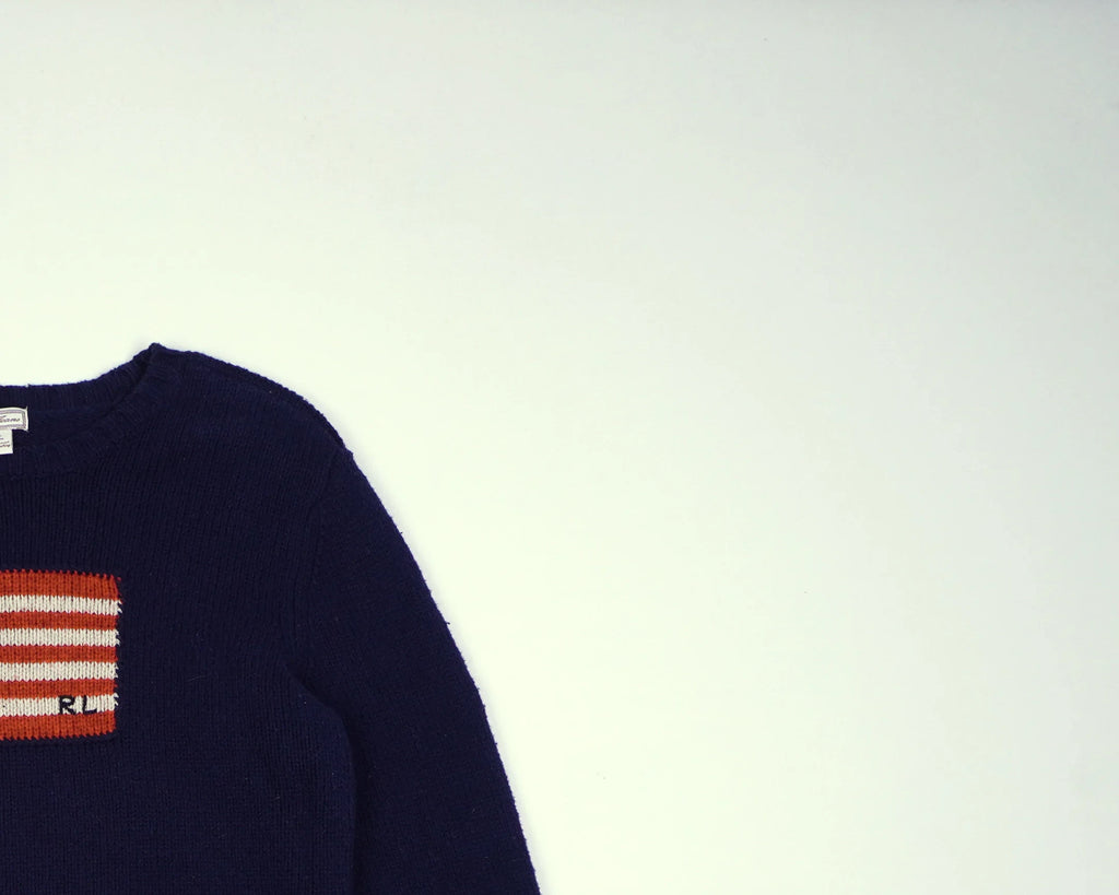 Ralph Lauren Navy Flag Sweater XS Wool