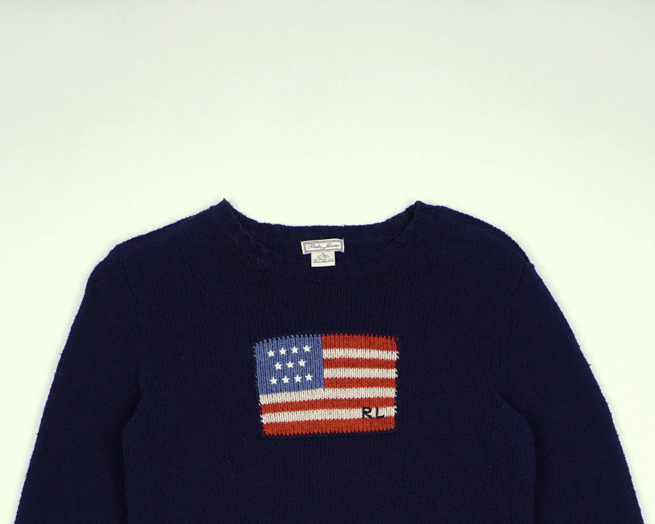 Ralph Lauren Navy Flag Sweater XS Wool