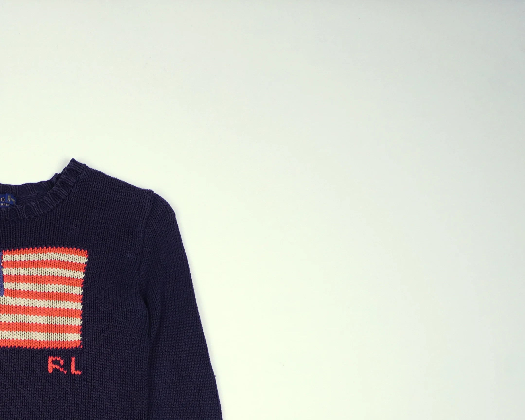 Ralph Lauren Navy Flag Sweater Xs Cotton