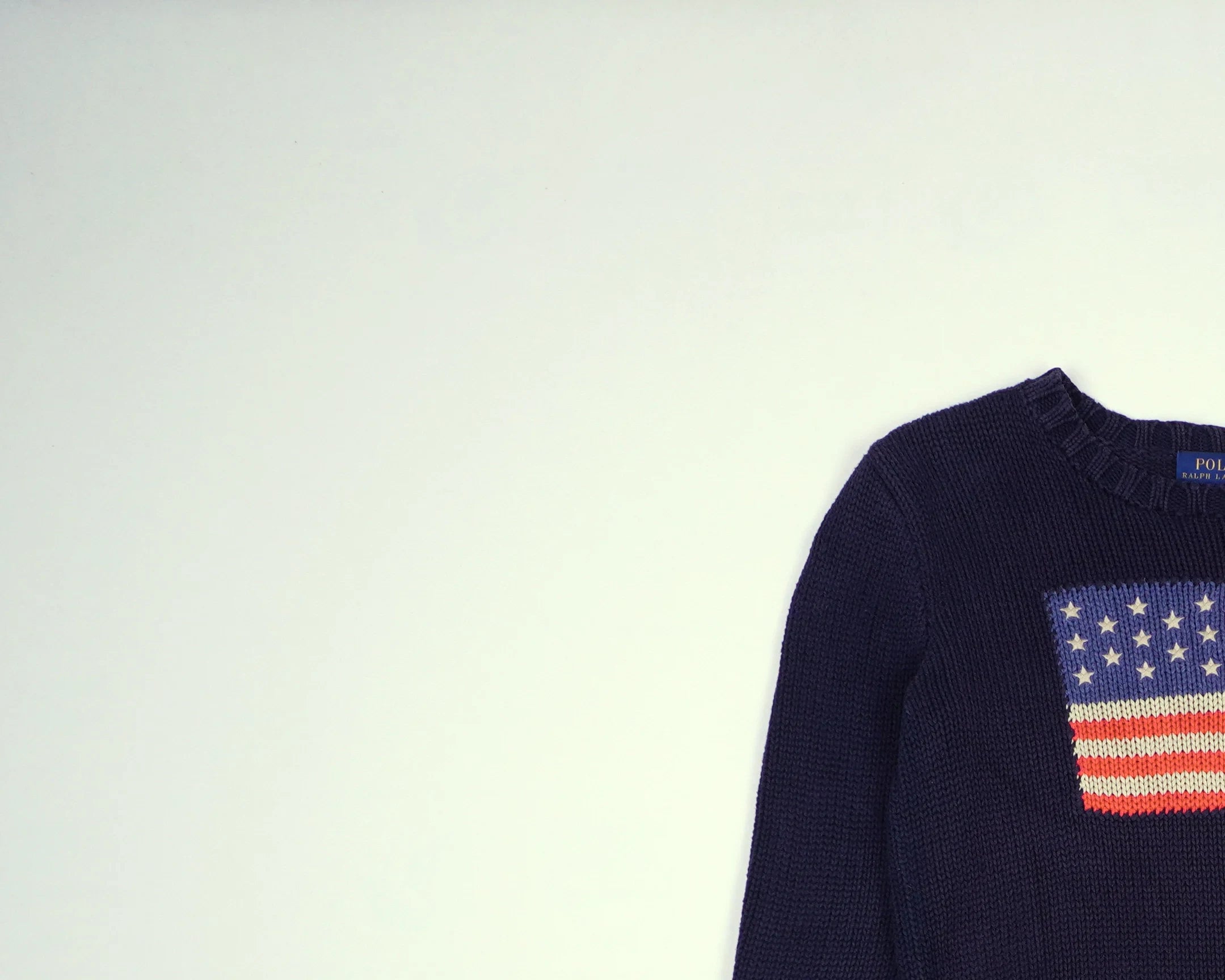 Ralph Lauren Navy Flag Sweater Xs Cotton