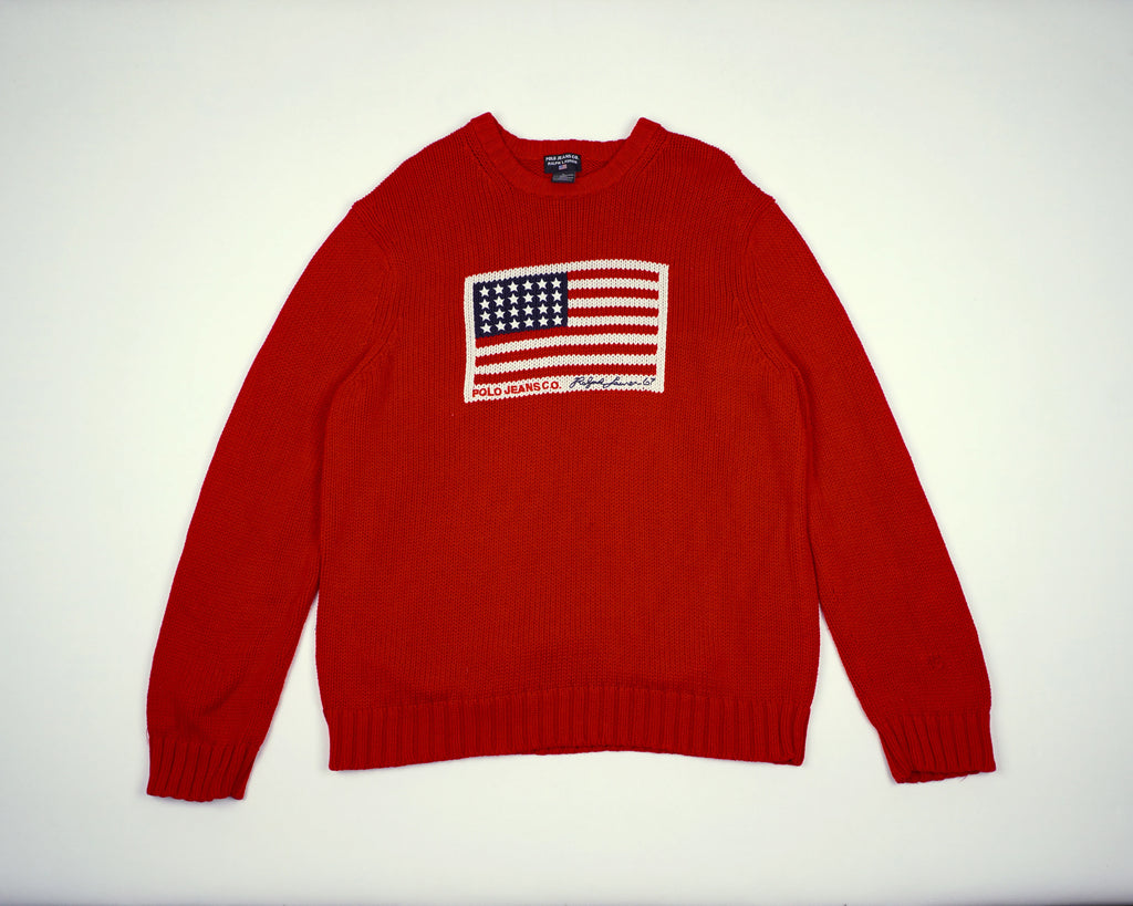 Ralph Lauren Red Flag Sweater L Cotton