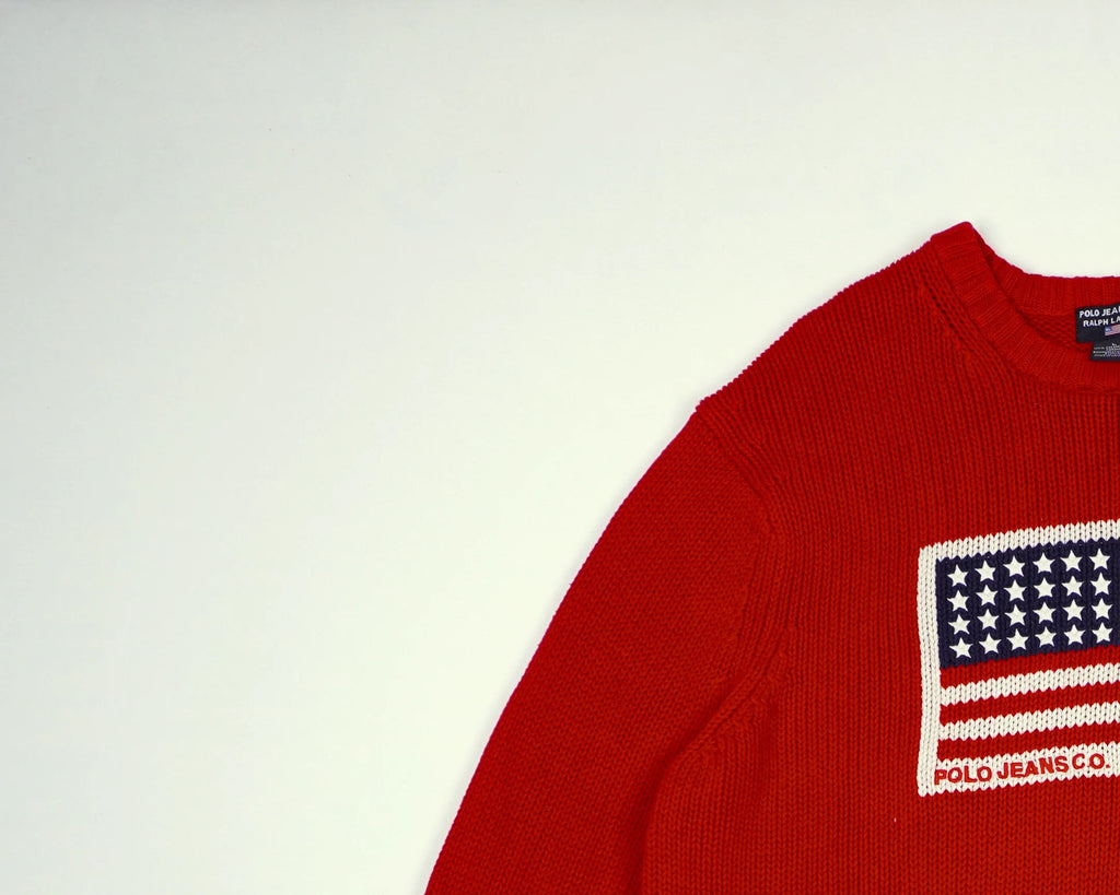 Ralph Lauren Red Flag Sweater L Cotton