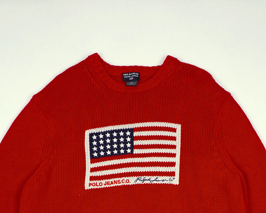 Ralph Lauren Red Flag Sweater L Cotton