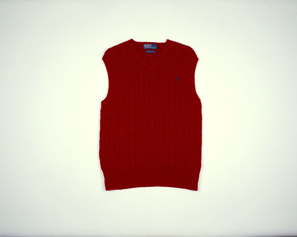 Ralph Lauren Red Knitted Vest M Wool