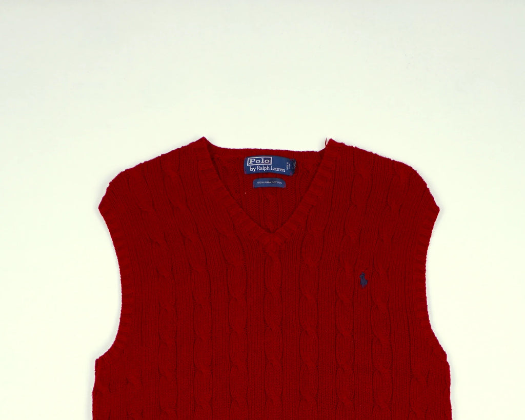 Ralph Lauren Red Knitted Vest M Wool