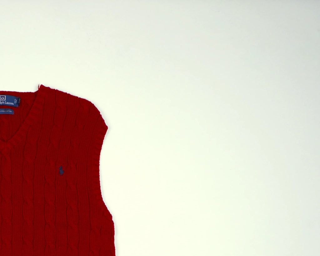 Ralph Lauren Red Knitted Vest M Wool