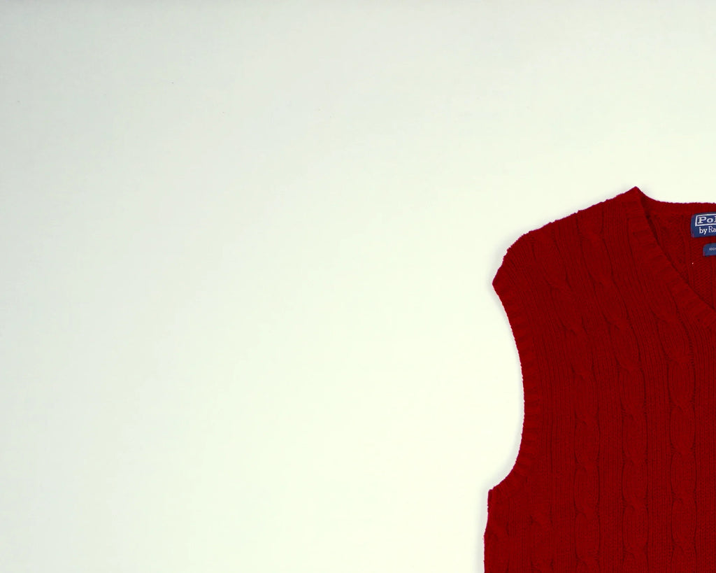 Ralph Lauren Red Knitted Vest M Wool