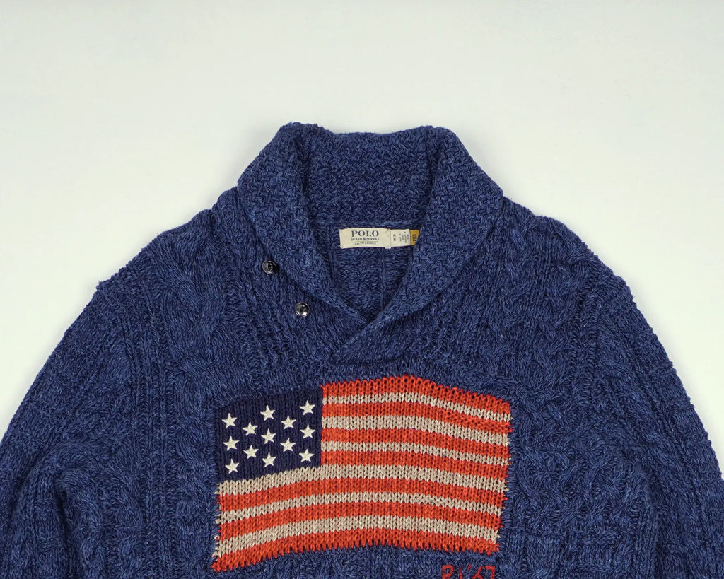Ralph Lauren Blue Flag Sweater M Wool