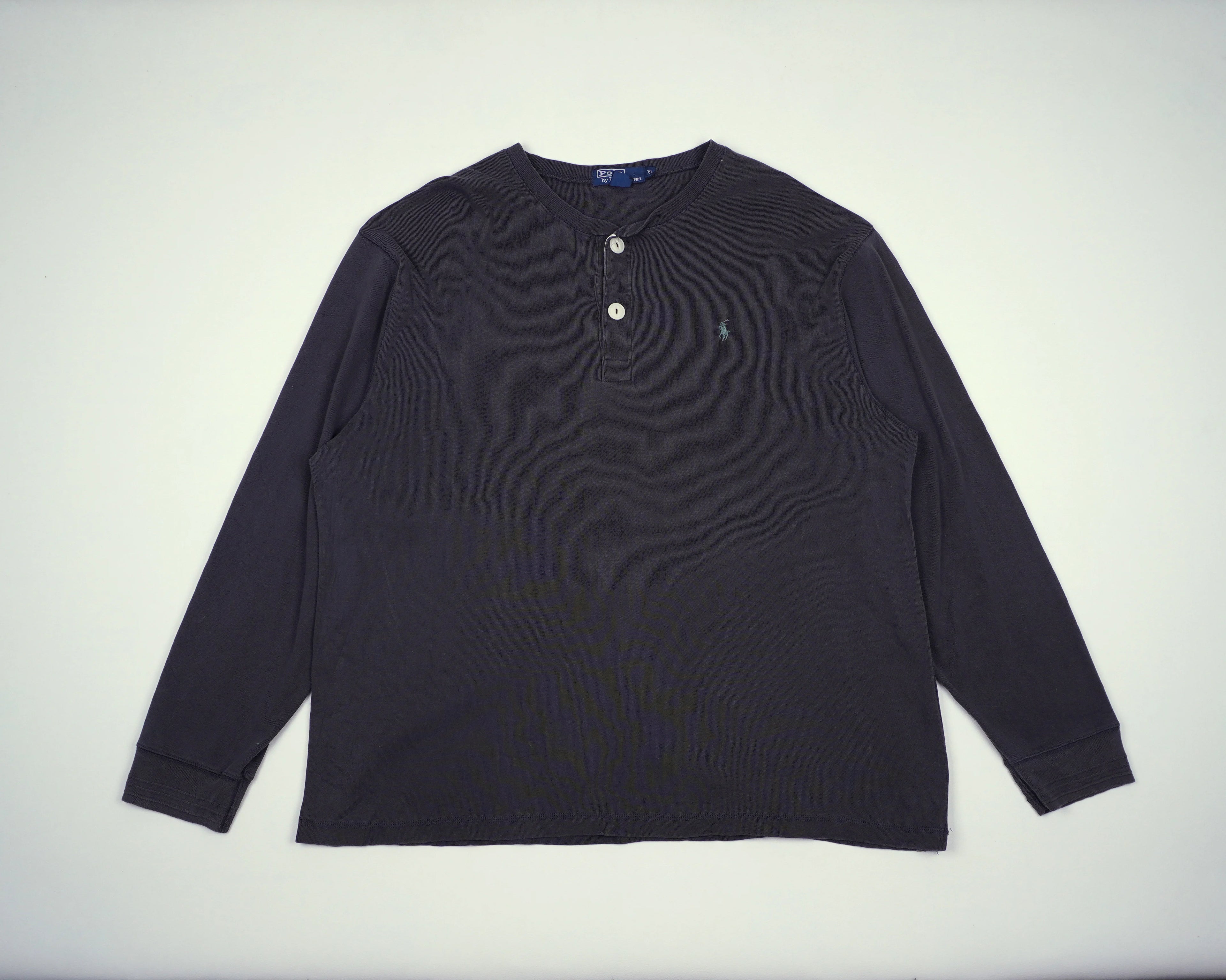 Ralph Lauren Navy Long Sleeve Henley Shirt L Cotton