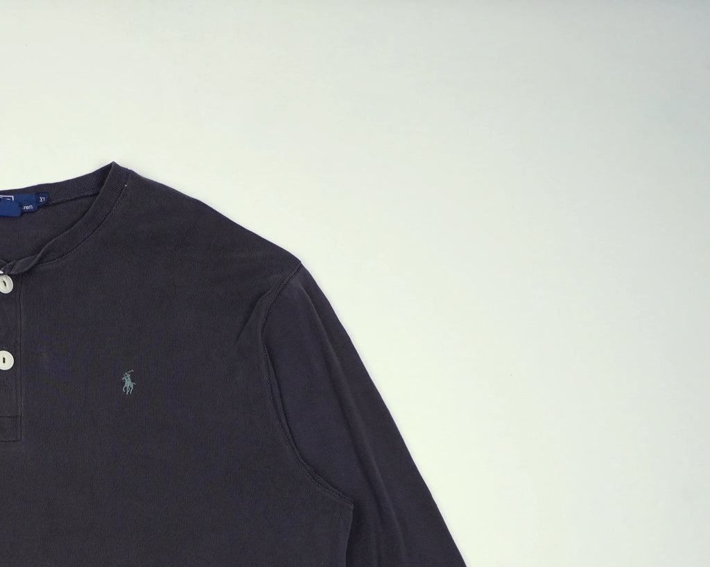 Ralph Lauren Navy Long Sleeve Henley Shirt L Cotton