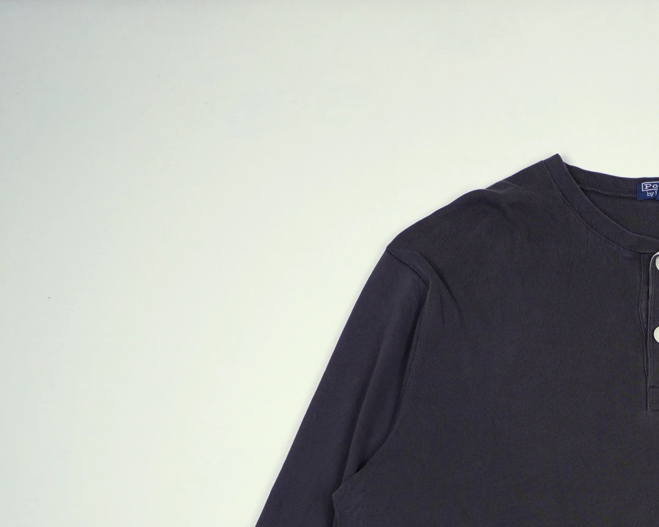 Ralph Lauren Navy Long Sleeve Henley Shirt L Cotton