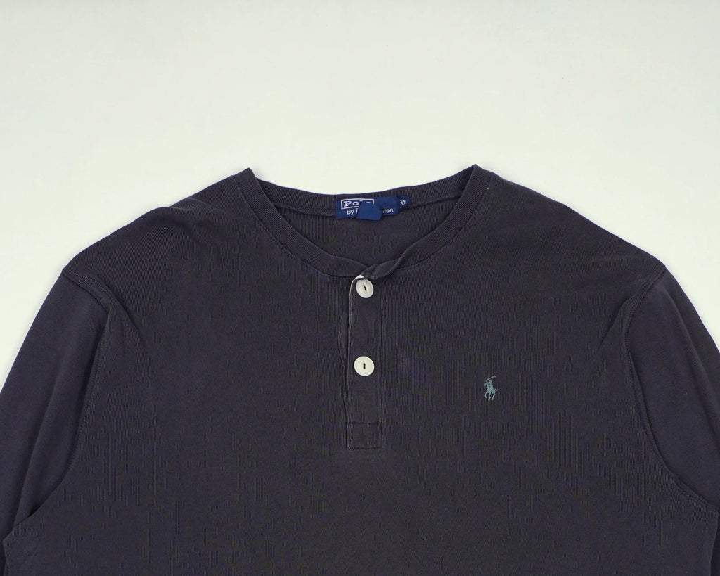 Ralph Lauren Navy Long Sleeve Henley Shirt L Cotton