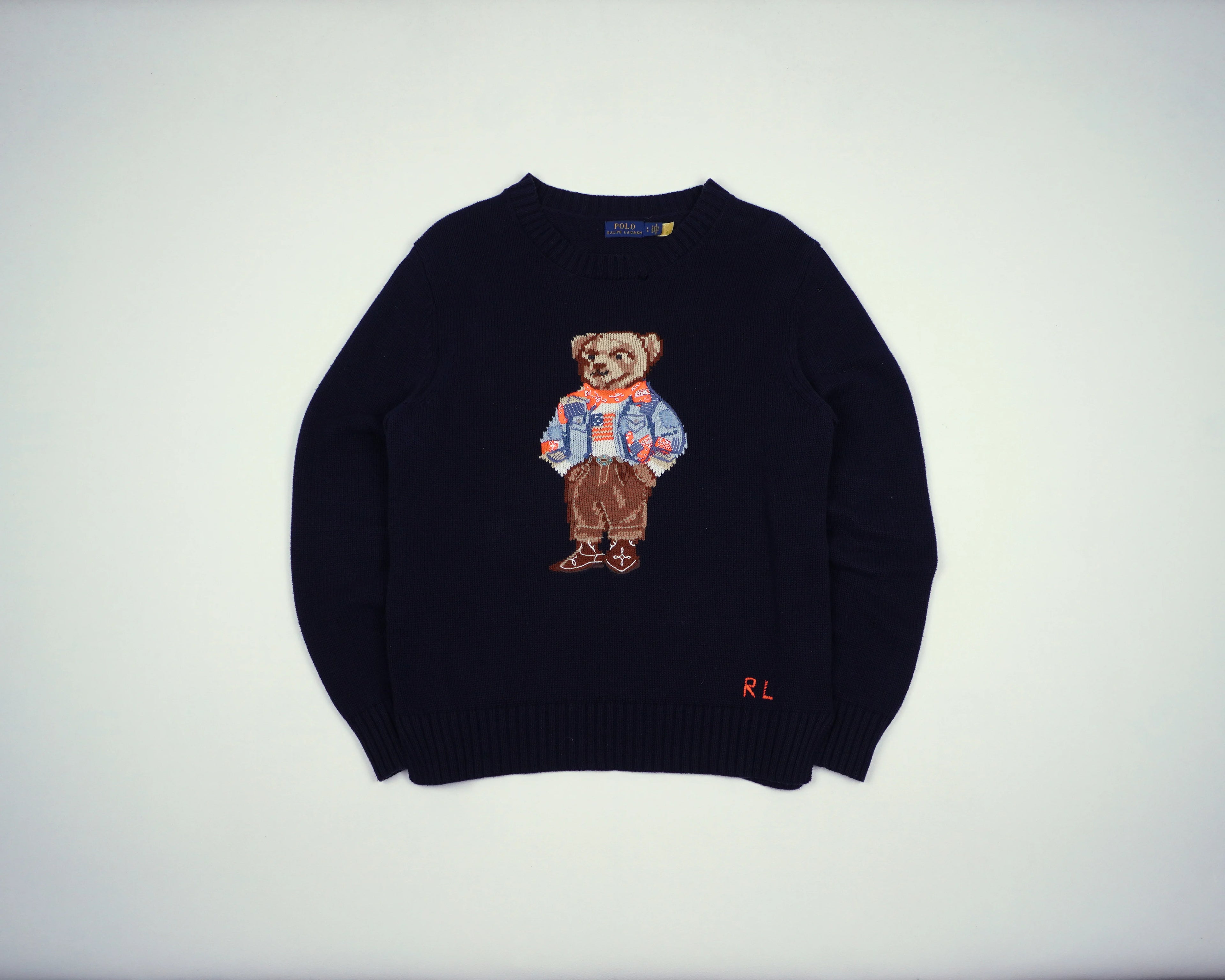 Ralph Lauren Navy Bear Sweater Cotton