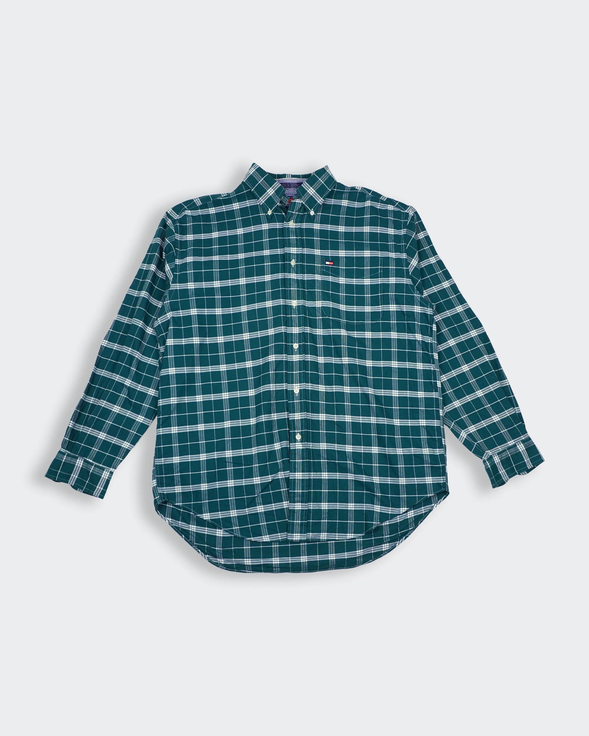 Tommy Hilfiger Green Button-Up Shirt L Cotton