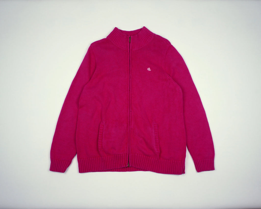 Ralph Lauren Pink Full Zip Sweater Cotton