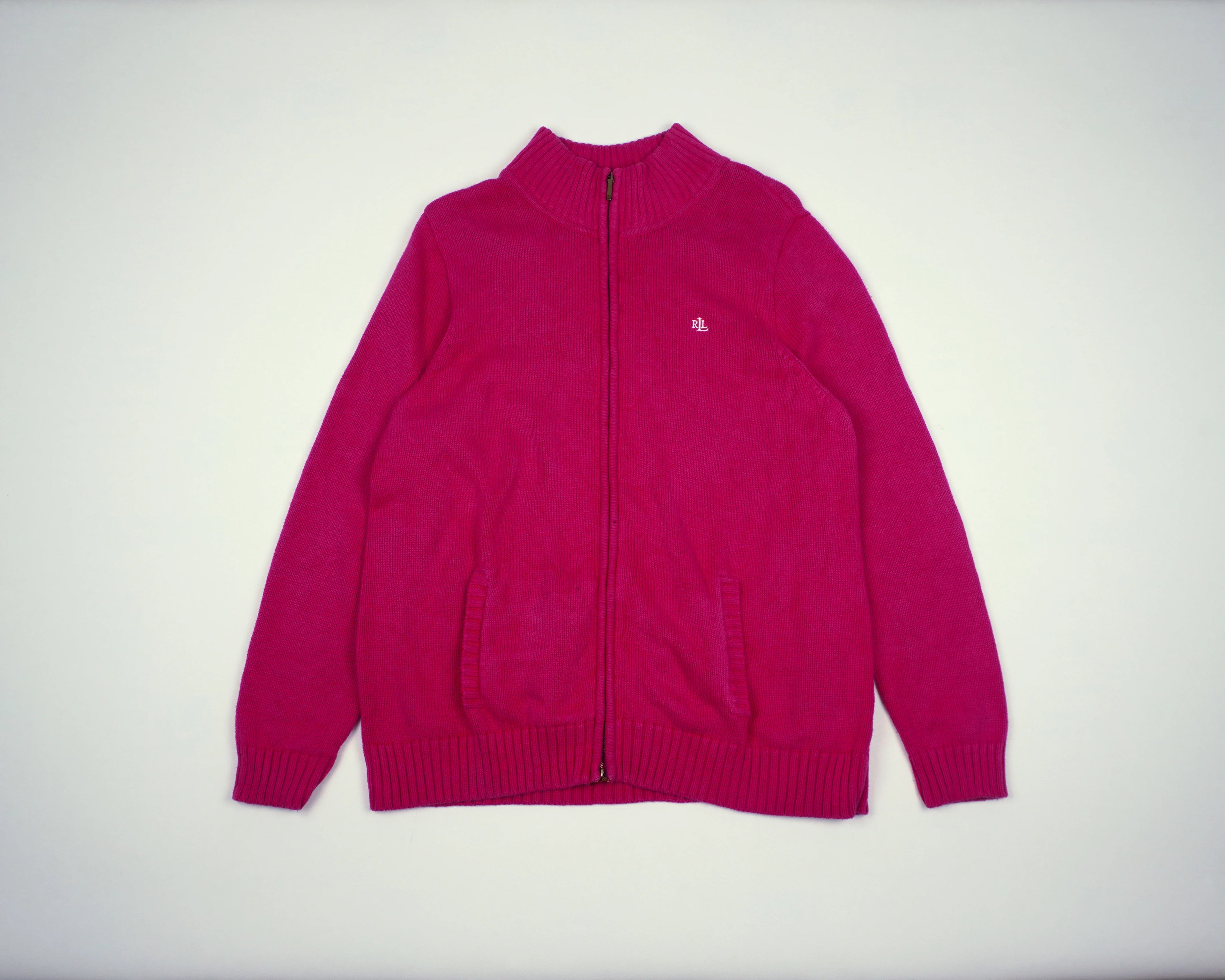Ralph Lauren Pink Full Zip Sweater Cotton