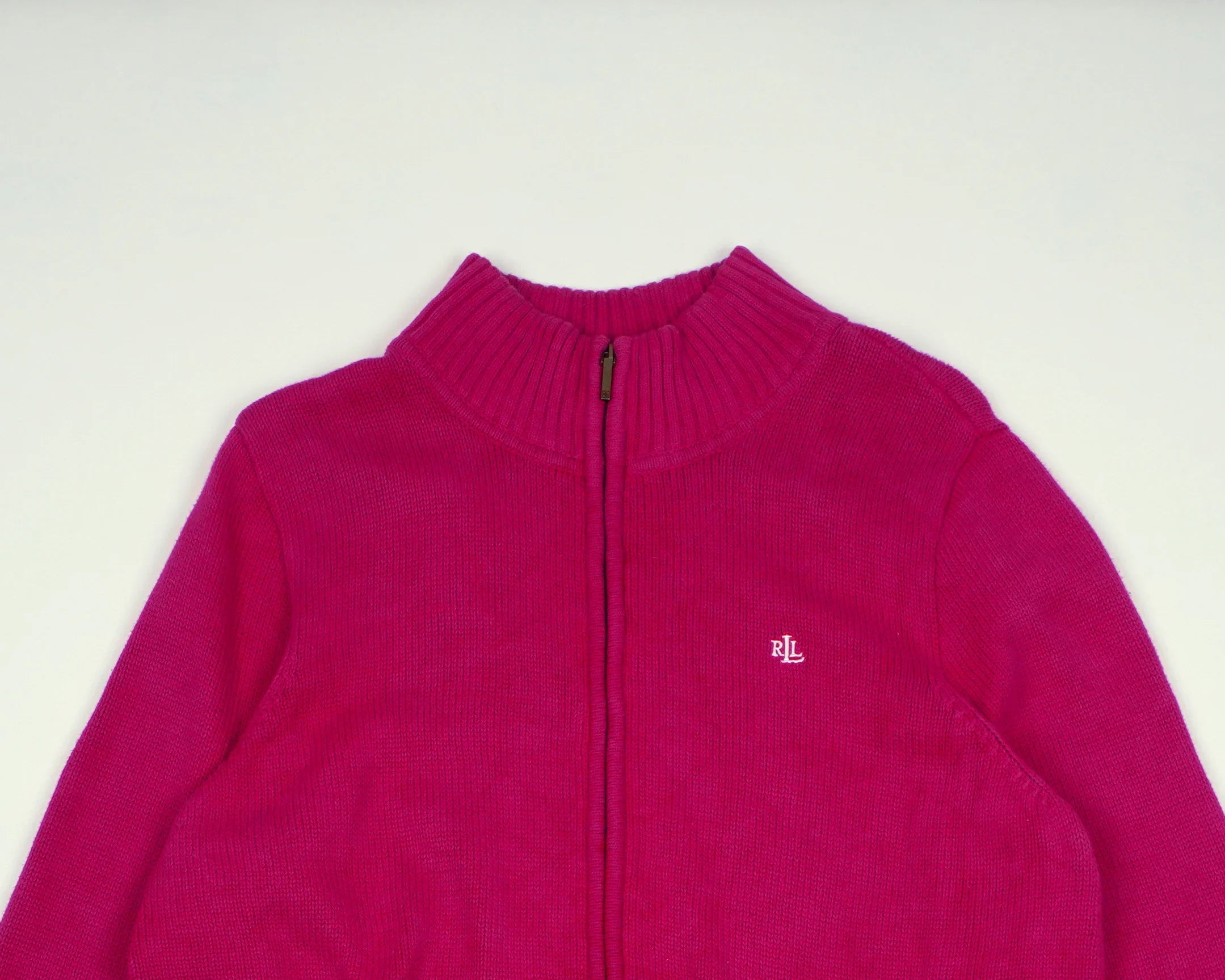 Ralph Lauren Pink Full Zip Sweater Cotton