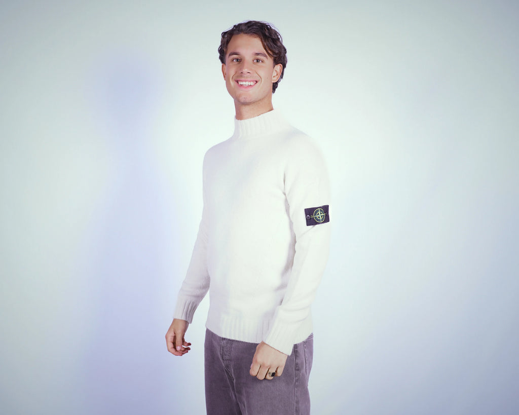 Stone Island White Turtleneck Sweater M