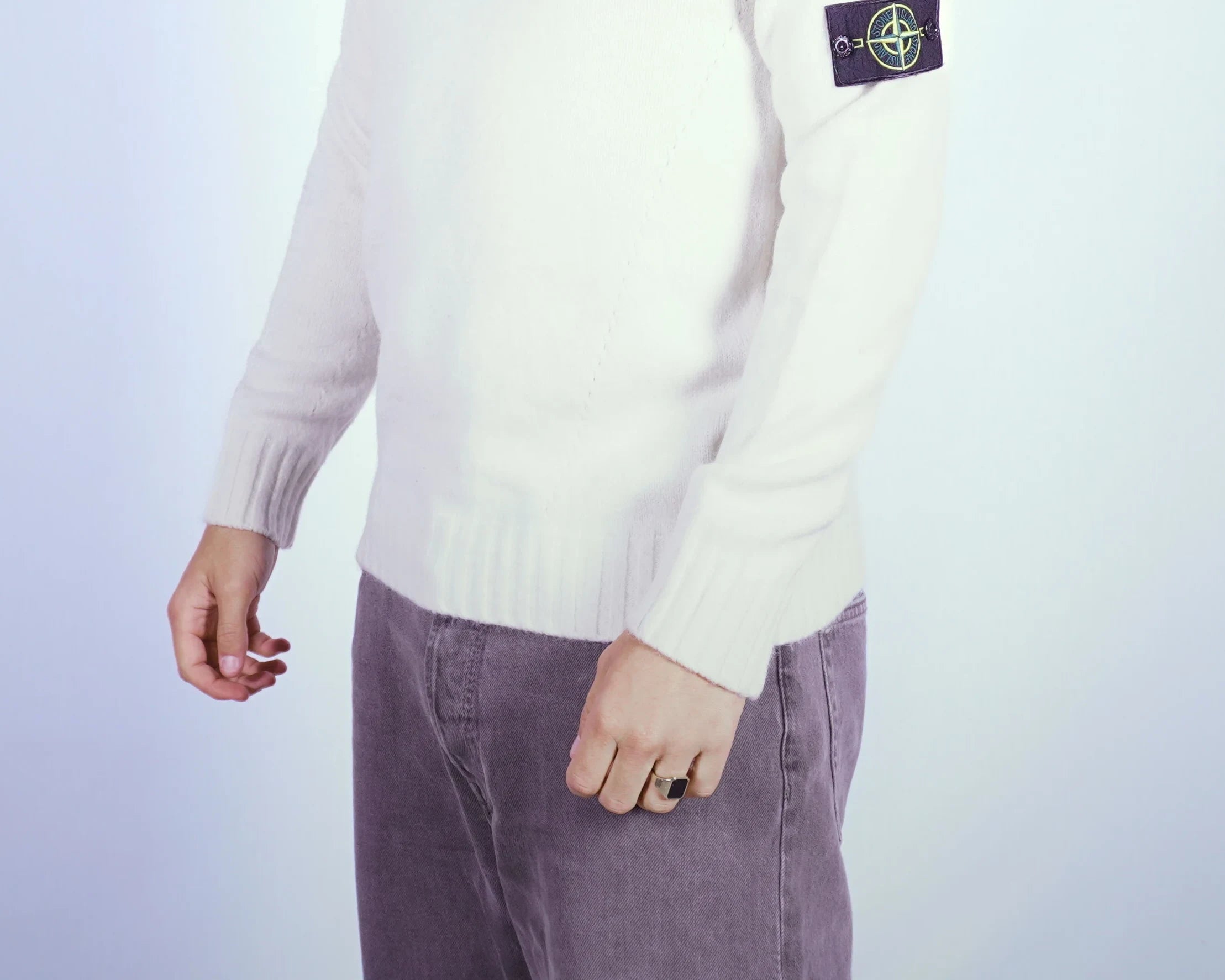 Stone Island White Turtleneck Sweater M