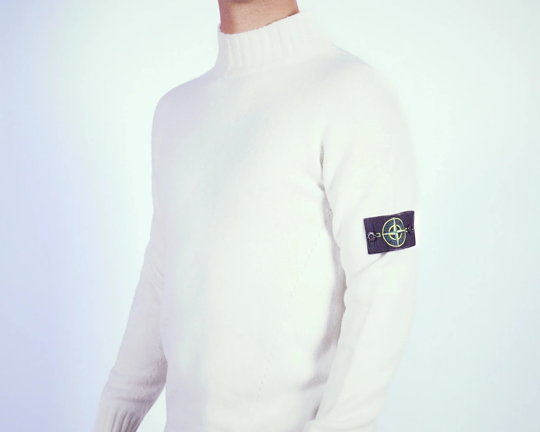 Stone Island White Turtleneck Sweater M